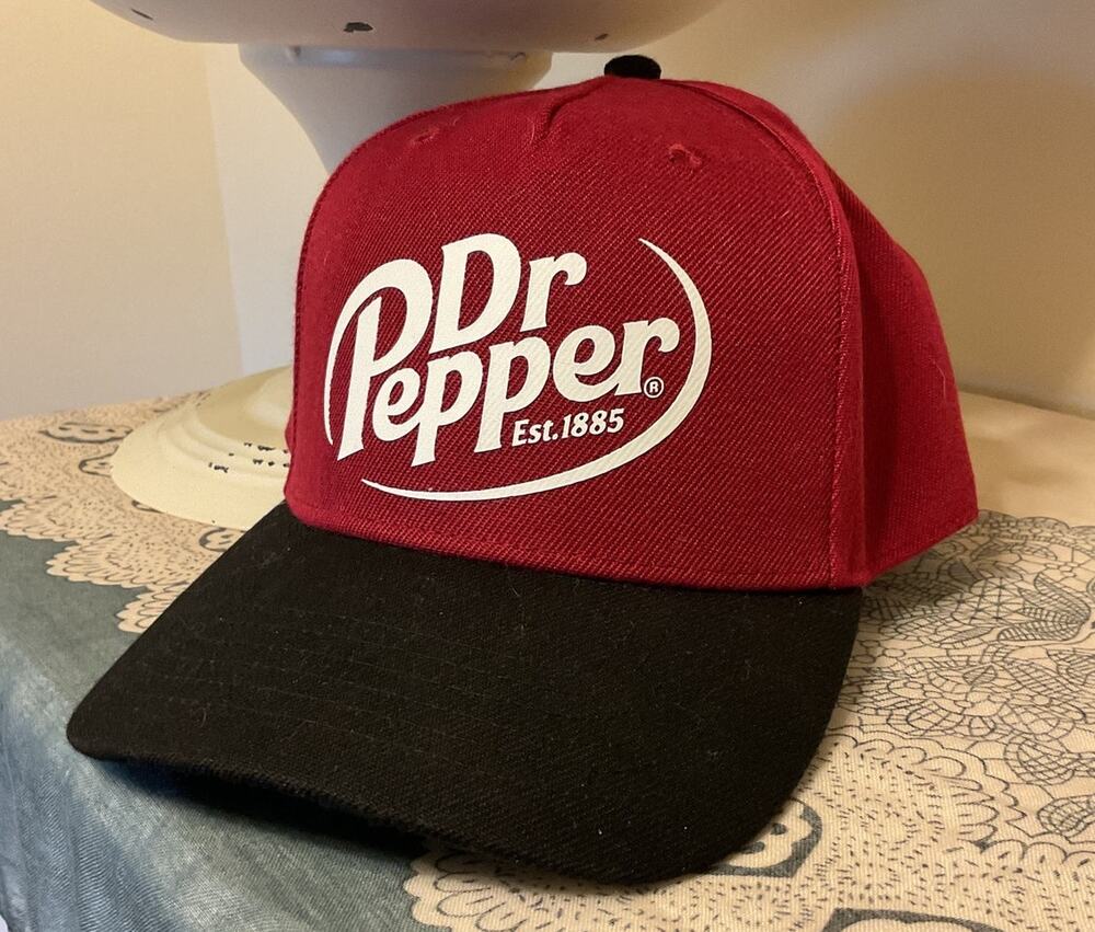 NEW Dr Pepper Hat Cap StrapBack Burgundy Black Adjustable Baseball Unisex